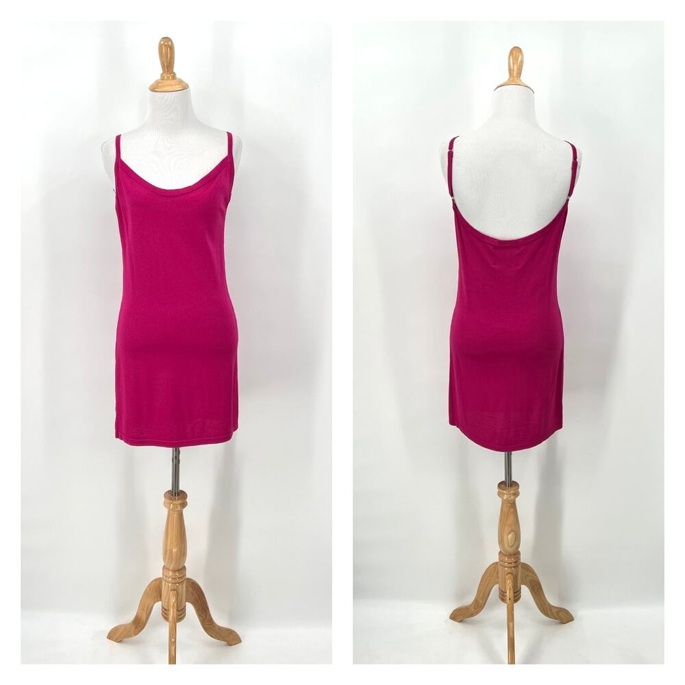 THEO THE LABEL Knit Slip Dress Womens Small Pink Mini Strappy Stretch NEW